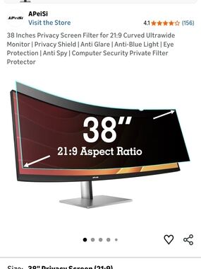 APeiSi 38" Curved Ultrawide Privacy Screen Filter - Black